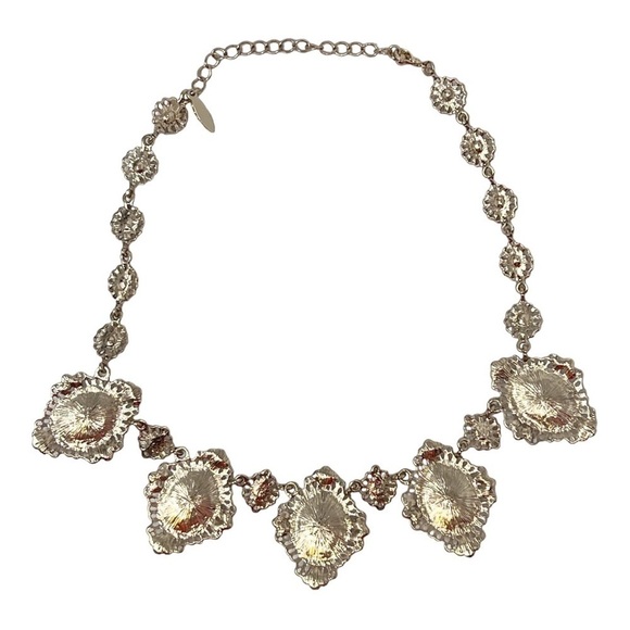 Natasha Bling Gold Tone Statement Necklace Clear Rhinestones - Picture 4 of 4